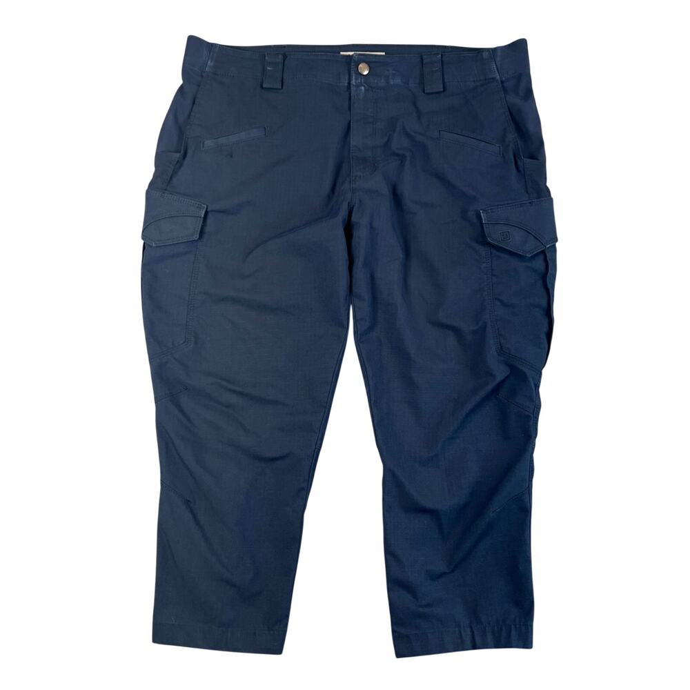 5.11 Tactical Pants Navy Ripstop Cargo Utility Relaxed Fit - 38x22 Cropped